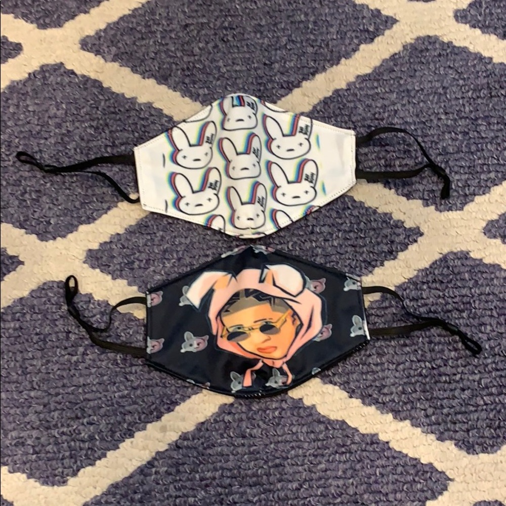 New 2 pack Bad Bunny handmade face mask